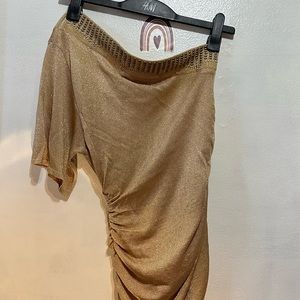 Cache Gold One Shoulder Dress